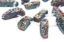 Mystic Rainbow Quartz DRUZY Drusy Pendant Beads, spike stick shape, top drilled, 1" to 1-1/2" long, half strand, 9 beads, gdz0068a