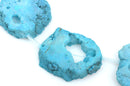 7 Large TURQUOISE BLUE DRUZY Natural Gemstone Quartz Geode Beads, Flat Round Slabs, 2-1/4" - 2-1/2",  Rainbow Plated Crystals, gdz0112