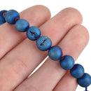 8mm DRUZY QUARTZ Round Beads, Titanium Coated Geode Round Beads, blue purple gold color,  full strand gdz0132