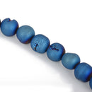 8mm DRUZY QUARTZ Round Beads, Titanium Coated Geode Round Beads, blue purple gold color,  full strand gdz0132
