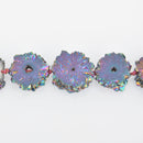 2 RAINBOW Druzy Beads, Natural Quartz, Titanium Plated, Cross Section of Stalactite, 12mm to 15mm, gdz0182