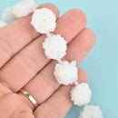 2 WHITE Druzy Beads, Natural Quartz, AB Plated, Cross Section of Stalactite, 14mm to 16mm, gdz0185