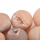 12mm DRUZY Quartz Round Beads, PEACH Geode Round Beads, full strand, 33 beads, gdz0221
