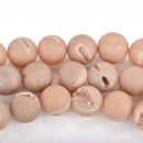12mm DRUZY Quartz Round Beads, PEACH Geode Round Beads, full strand, 33 beads, gdz0221