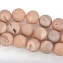 12mm DRUZY Quartz Round Beads, PEACH Geode Round Beads, full strand, 33 beads, gdz0221