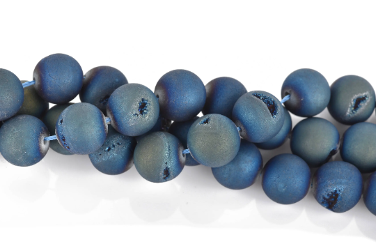 12mm DRUZY Quartz Round Beads, BLUE IRIS Geode Round Beads, full strand, 33 beads, gdz0218