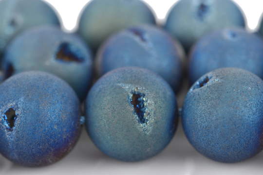 12mm DRUZY Quartz Round Beads, BLUE IRIS Geode Round Beads, full strand, 33 beads, gdz0218