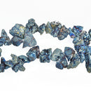 Half Strand Nugget Beads, Titanium Coated Crystal DRUZY AGATE Geodes, Blue, Gold gdz0233