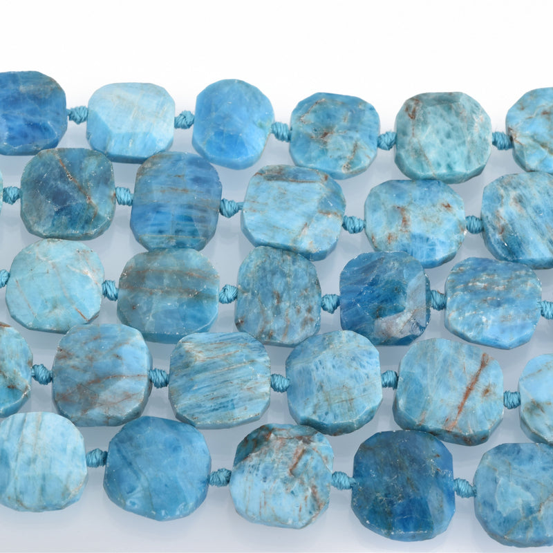 15mm SQUARE BLUE APATITE Gemstone Beads, faceted full strand gem0001