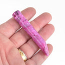 RASPBERRY PINK Crazy Lace Agate Gemstone Stick Pendant 3" long gem0006