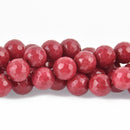 12mm Round Faceted DARK MAROON PINK Jade Gemstone Beads, full strand gem0019
