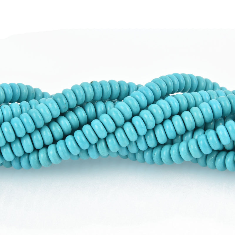 7mm HEISHI Beads, Howlite Turquoise Rondelle Rondelle Beads, trade beads, full strand, about 125 beads gem0021