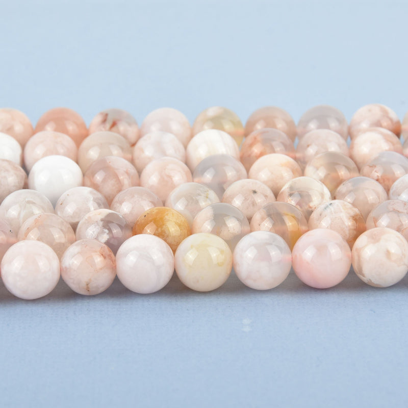 10mm SAKURA AGATE Beads, Round Smooth Peach Pink Gemstone Beads full strand 40 beads gem0024