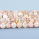 4mm SAKURA AGATE Beads, Round Smooth Peach Pink Gemstone Beads full strand 95 beads gem0036