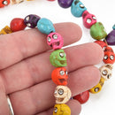 12mm MULTI Colored Howlite Skull Beads with Rhinestone Eyes, full strand, 32 beads gem0027
