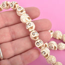 12mm WHITE CREAM Howlite Skull Beads with Rhinestone Eyes, full strand, 32 beads gem0028
