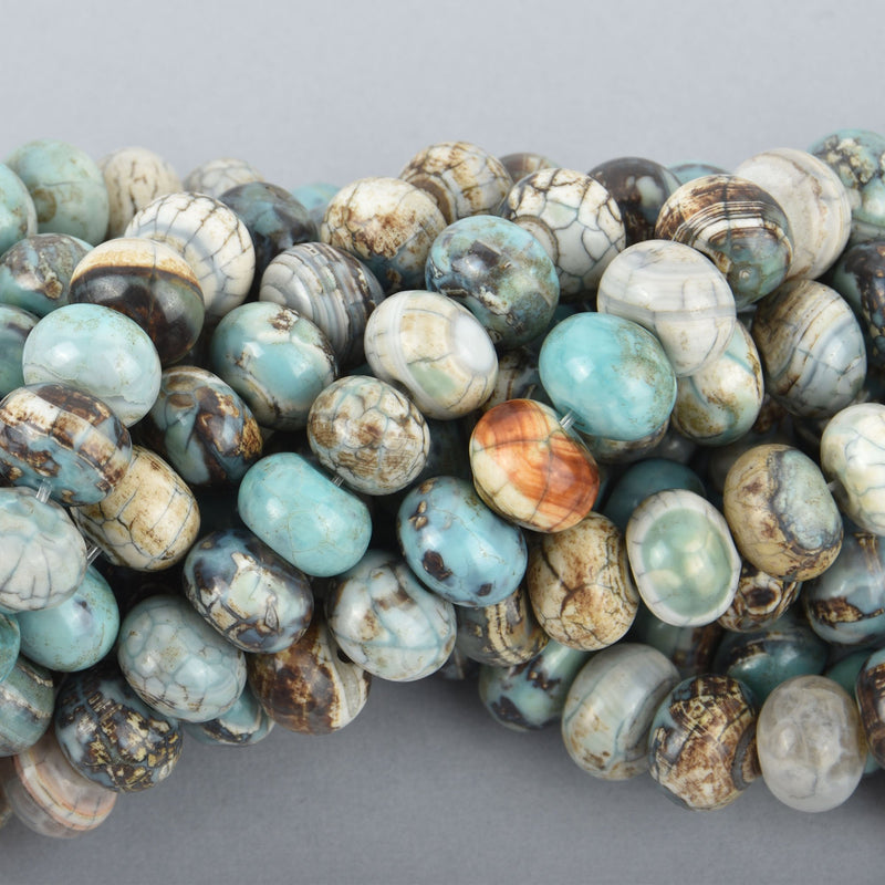 14mm Agate Beads Rondelle ROBIN EGG BLUE Gemstone Smooth full strand, 33 beads gem0035