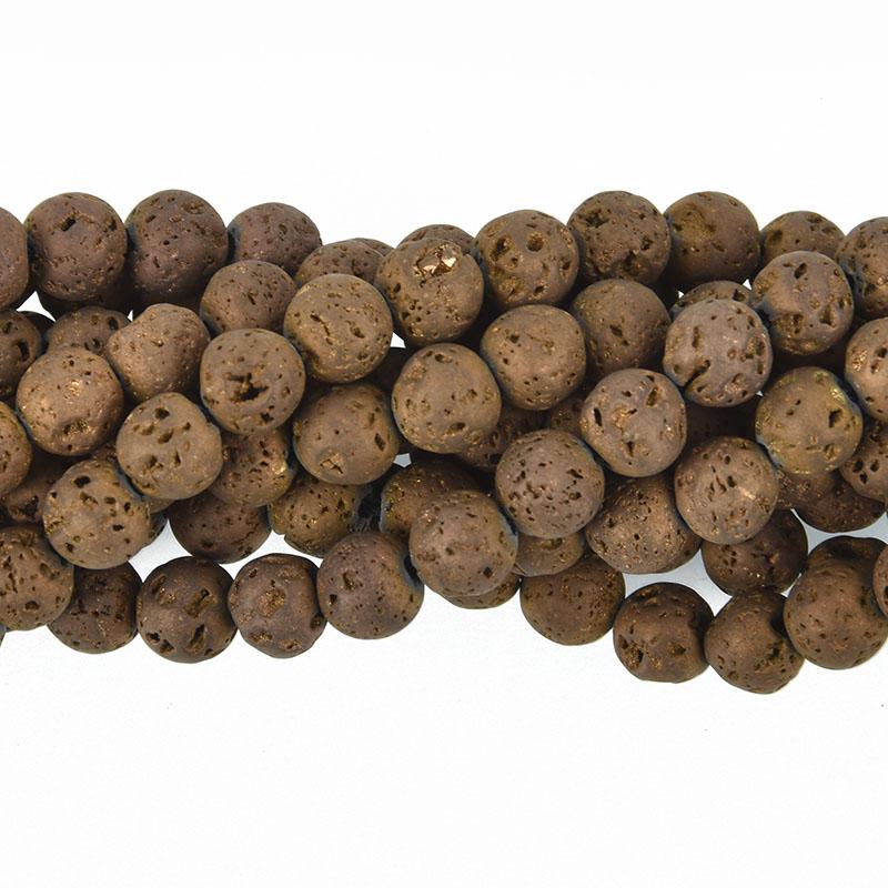 6mm LAVA Beads BRONZE BROWN Aromatherapy Beads, Perfume Diffuser Beads, Essential Oil Beads, full strand 60 beads gem0037