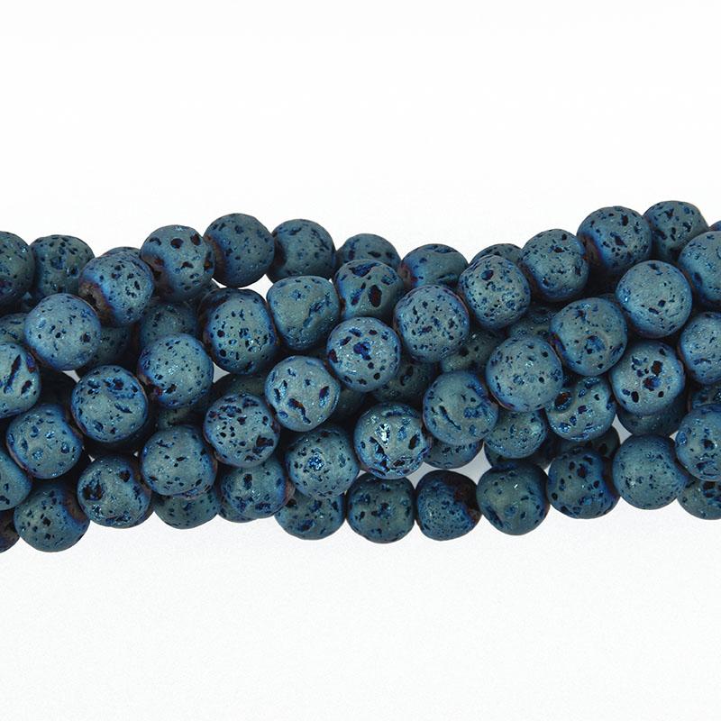 6mm LAVA Beads TITANIUM BLUE Aromatherapy Beads, Perfume Diffuser Beads, Essential Oil Beads, full strand 60 beads gem0038