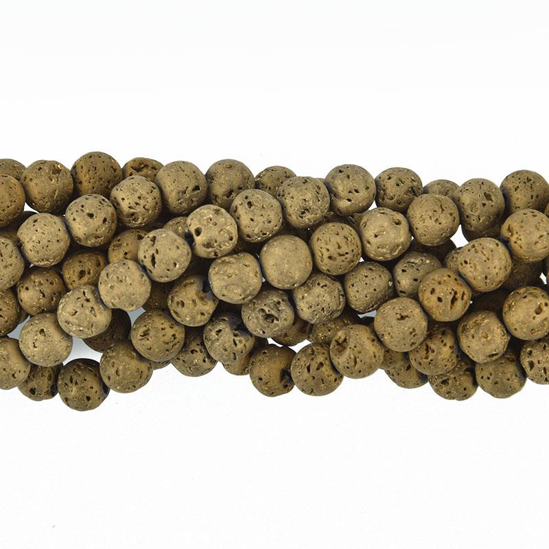 6mm LAVA Beads DARK GOLD Aromatherapy Beads, Perfume Diffuser Beads, Essential Oil Beads, full strand 60 beads gem0040