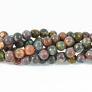 8mm Agate Beads, Round EARTH MOSAIC Gemstone Beads  47 beads, gem0044
