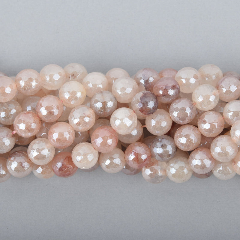 10mm BLUSH PHANTOM QUARTZ Beads, Round faceted gemstone agate 38 beads gem0046