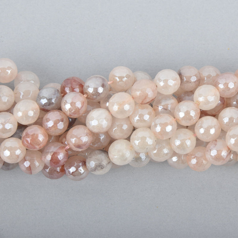 8mm BLUSH PHANTOM QUARTZ Beads, Round faceted gemstone agate 47 beads gem0047