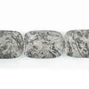 35mm Silver Gray Crazy LACE AGATE Beads RECTANGLE Faceted Natural Gemstones full strand 11 beads gem0052