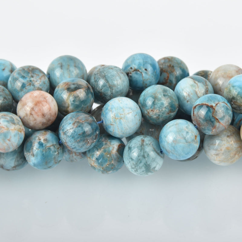 12mm BLUE APATITE Gemstone Beads Round, full strand, 34 beads, gem0059
