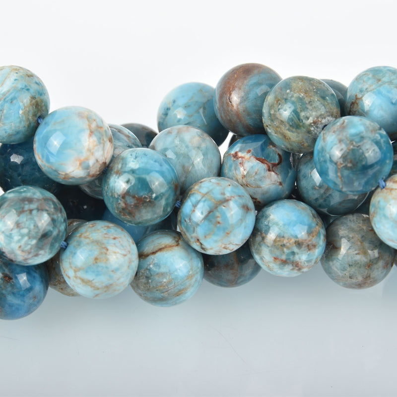 14mm BLUE APATITE Gemstone Beads Round, full strand, 28 beads, gem0060