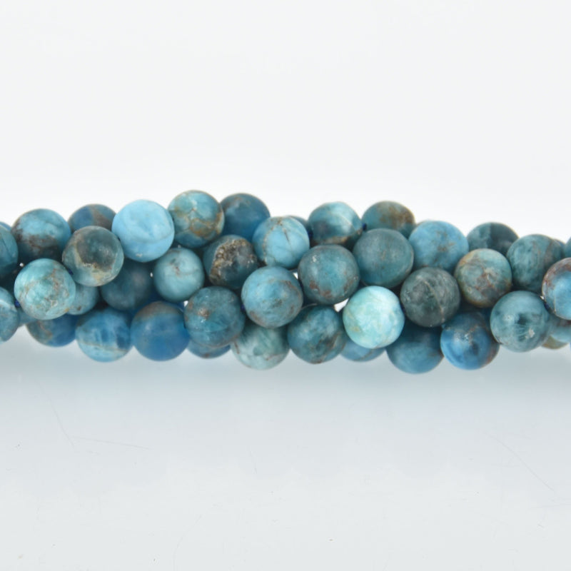 6mm Matte BLUE APATITE Gemstone Beads Round, full strand, 65 beads, gem0061