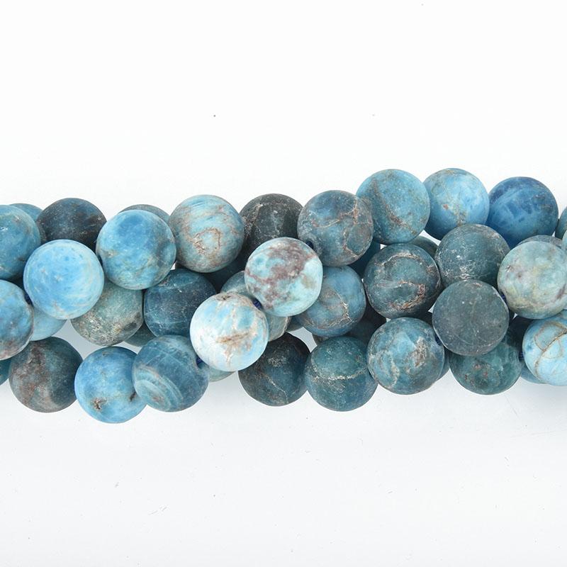 10mm Matte BLUE APATITE Gemstone Beads Round, full strand, 40 beads, gem0063