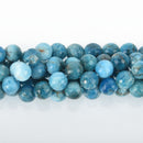 8mm BLUE APATITE Gemstone Beads Round, Faceted full strand, 51 beads, gem0066