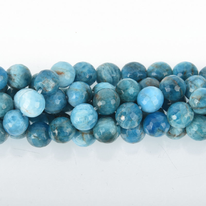 8mm BLUE APATITE Gemstone Beads Round, Faceted full strand, 51 beads, gem0066