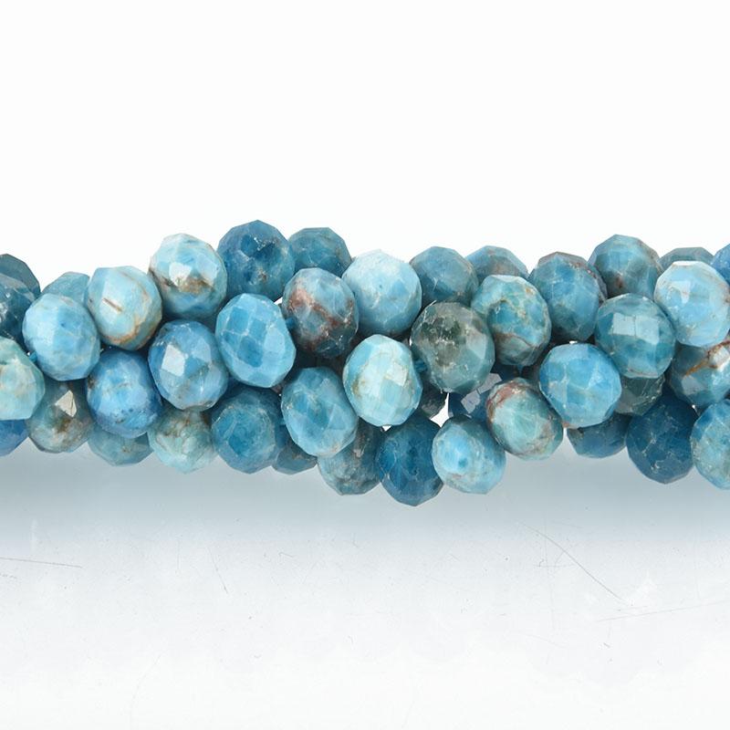 6mm BLUE APATITE RONDELLE Gemstone Beads, faceted full strand 71 beads gem0070