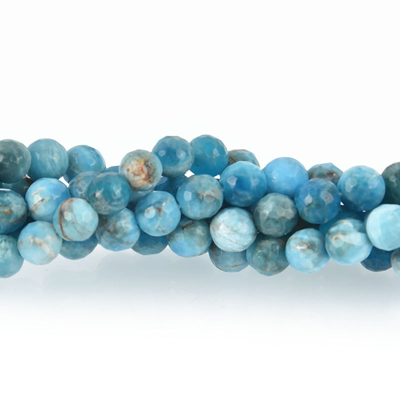 6mm BLUE APATITE Gemstone Beads Round, Faceted full strand, 68 beads, gem0071