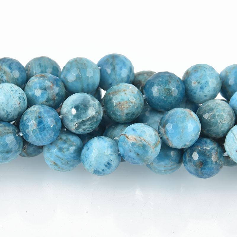 12mm BLUE APATITE Gemstone Beads Round, Faceted full strand, 33 beads, gem0072