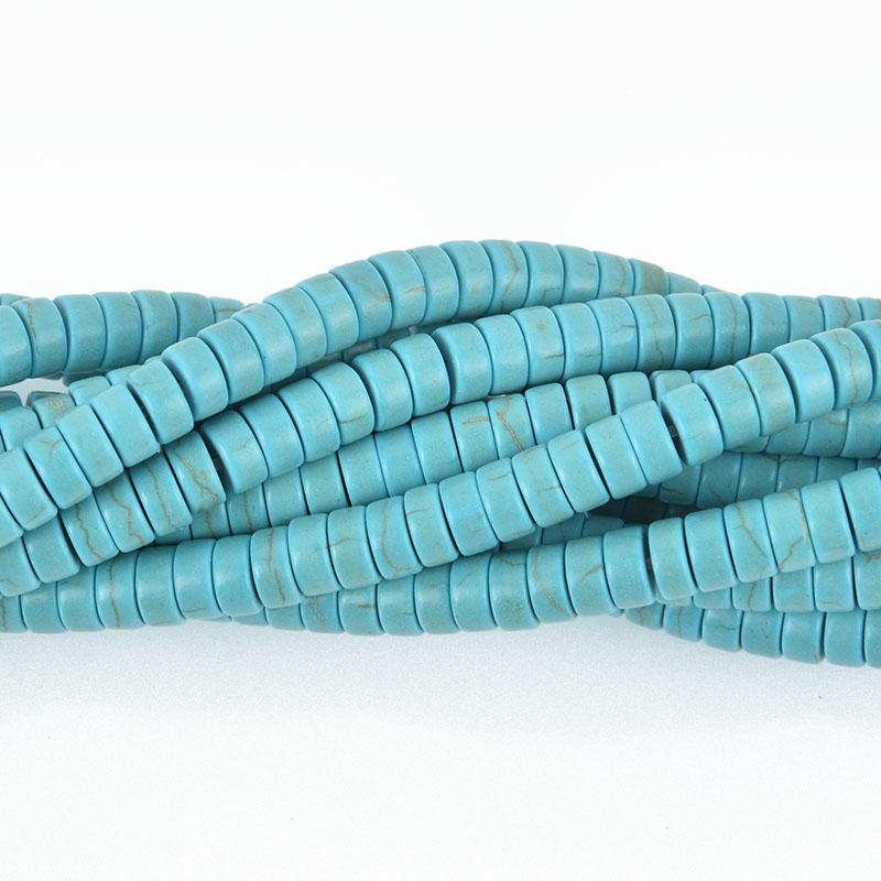 6mm HEISHI Beads, Howlite Turquoise Rondelle Beads, trade beads, full strand, about 125 beads gem0074