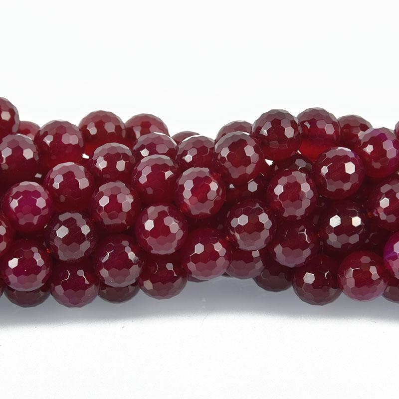 10mm Round RASPBERRY PINK JADE Beads, faceted, full strand gem0076