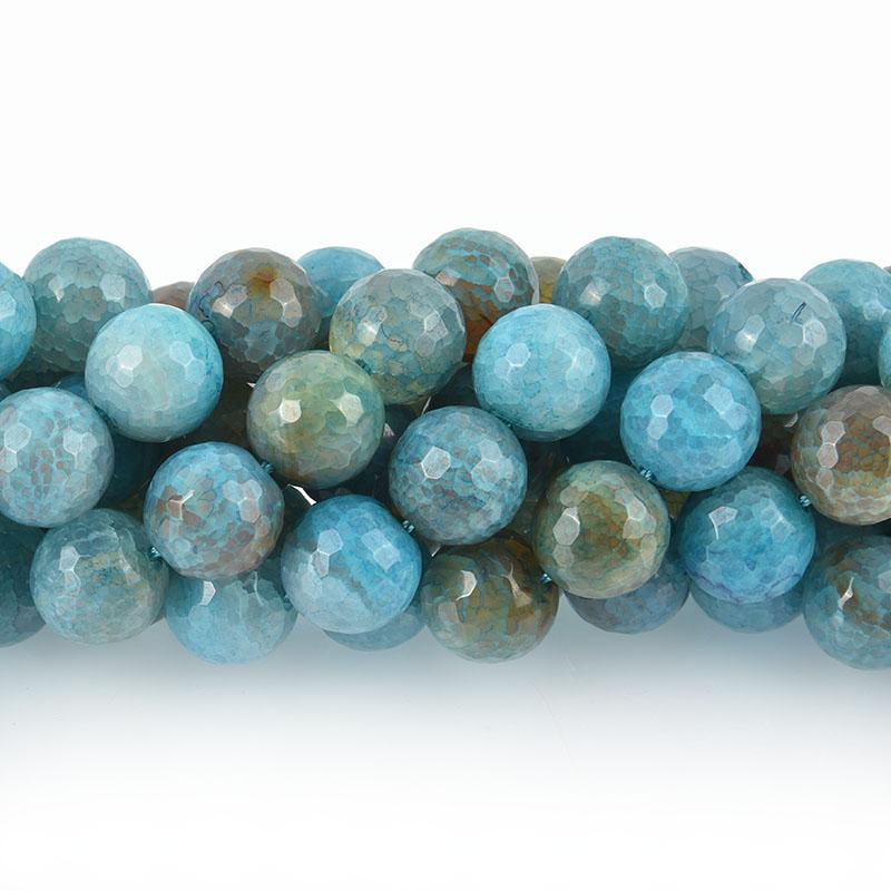 16mm Round Turquoise Ocean Blue AGATE Beads, FACETED full strand gemstones gem0077