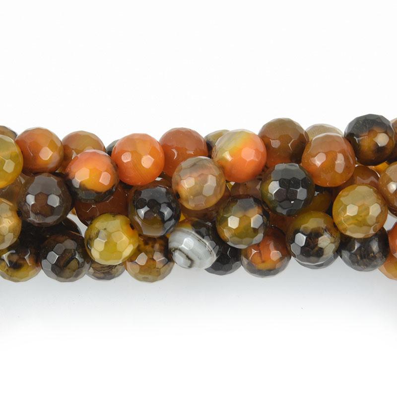 8mm HARVEST MOON Agate Beads Round Faceted Natural Gemstones, full strand, gem0079