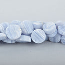 22mm Matte Coin BLUE LACE AGATE Beads Natural gemstone Graduated sizes Full strand 28 beads gem0094