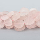 22mm Matte Coin ROSE QUARTZ Beads Natural gemstone Graduated sizes Full strand 28 beads gem0092