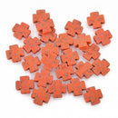 10 ORANGE Howlite Maltese Cross Beads, 15mm, Laser Engraved gem0098
