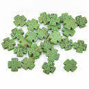 10 GREEN Howlite Maltese Cross Beads, 15mm, Laser Engraved gem0100