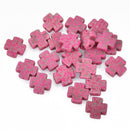 10 MAGENTA PINK Howlite Maltese Cross Beads, 15mm, Laser Engraved gem0103