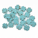 10 TURQUOISE BLUE Howlite Maltese Cross Beads, 15mm, Laser Engraved gem0106