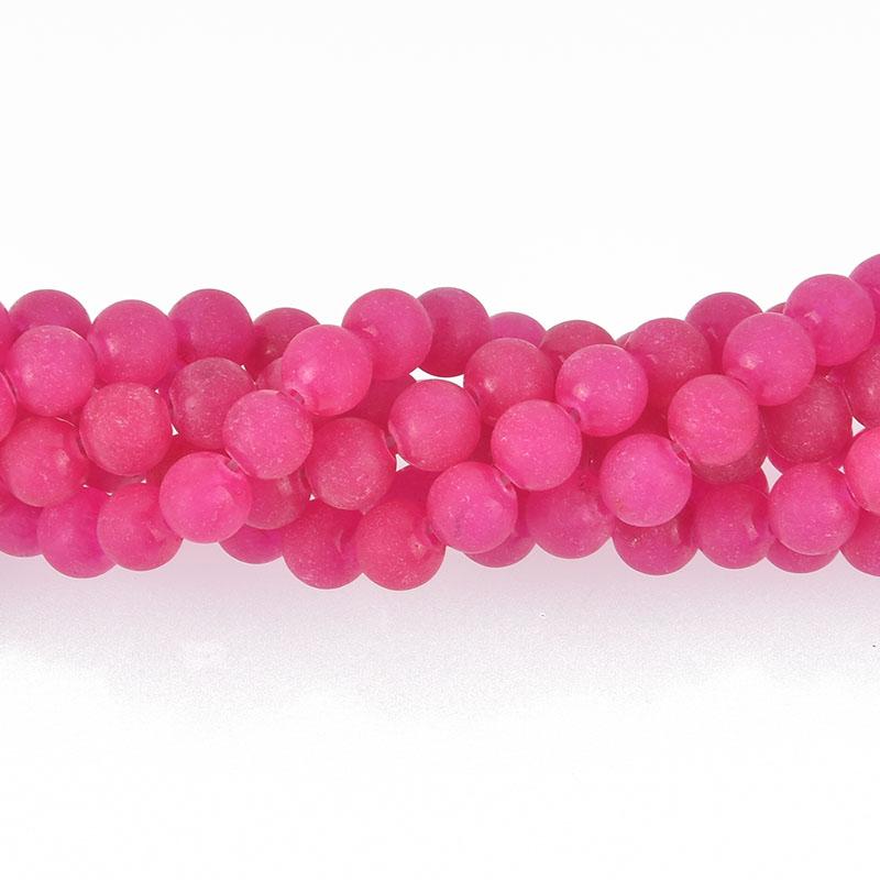 6mm HOT PINK JADE Round Beads, Matte Frosted Gemstone Beads, full strand, about 61 beads, gem0108