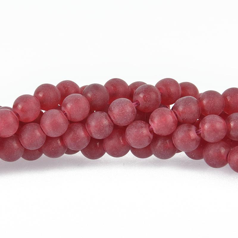 6mm RASPBERRY RED JADE Round Beads, Matte Frosted Gemstone Beads, full strand, about 61 beads, gem0115