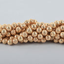 12mm Round Lava Beads LIGHT GOLD Aromatherapy Beads, Perfume Diffuser Essential Oil full strand 32 beads gem0118